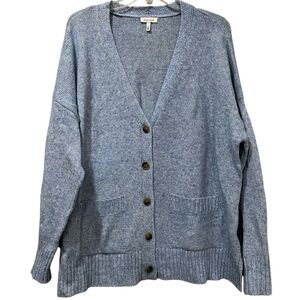 Ella Moss Large Light Blue Vegan Button Cardigan Grandpa Sweater Preppy G3
